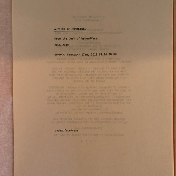 A Piece Of Mumblings LP